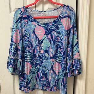 Lilly Pulitzer 3/4 Sleeve Flounce Top